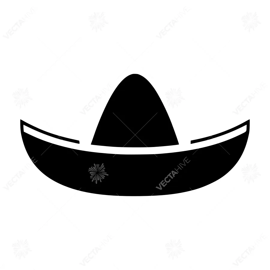 Black Cowboy Hat Icon - Vector Illustration