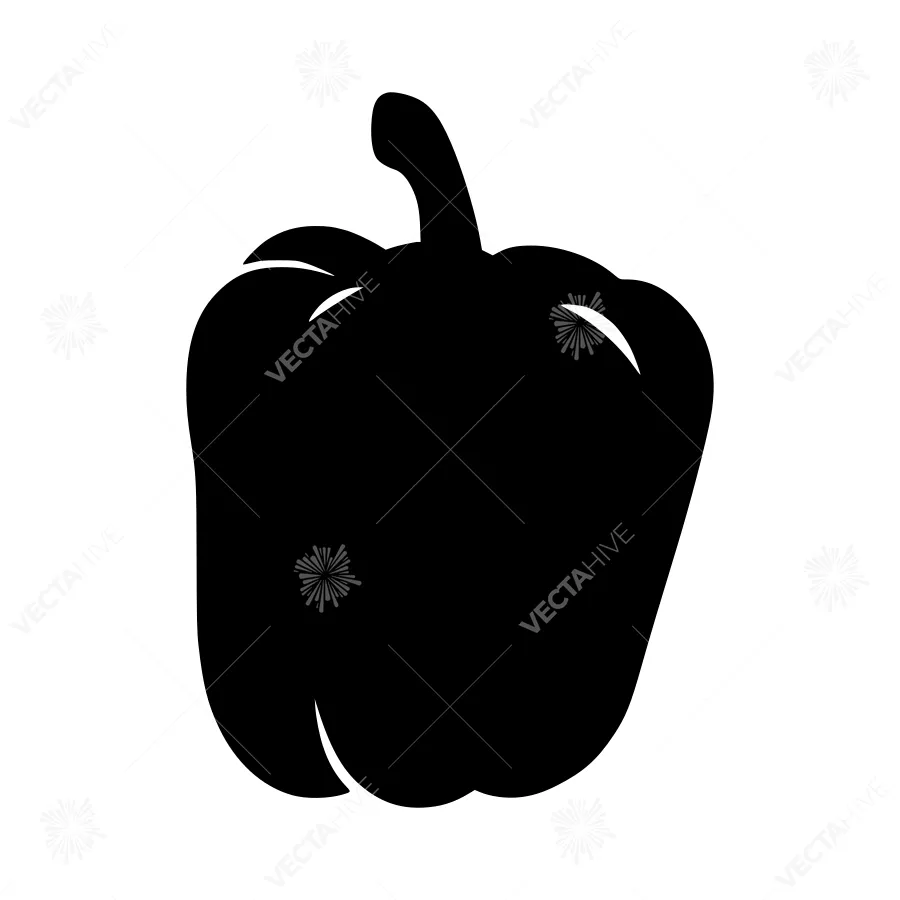 Pepper Silhouette Icon - Black on White