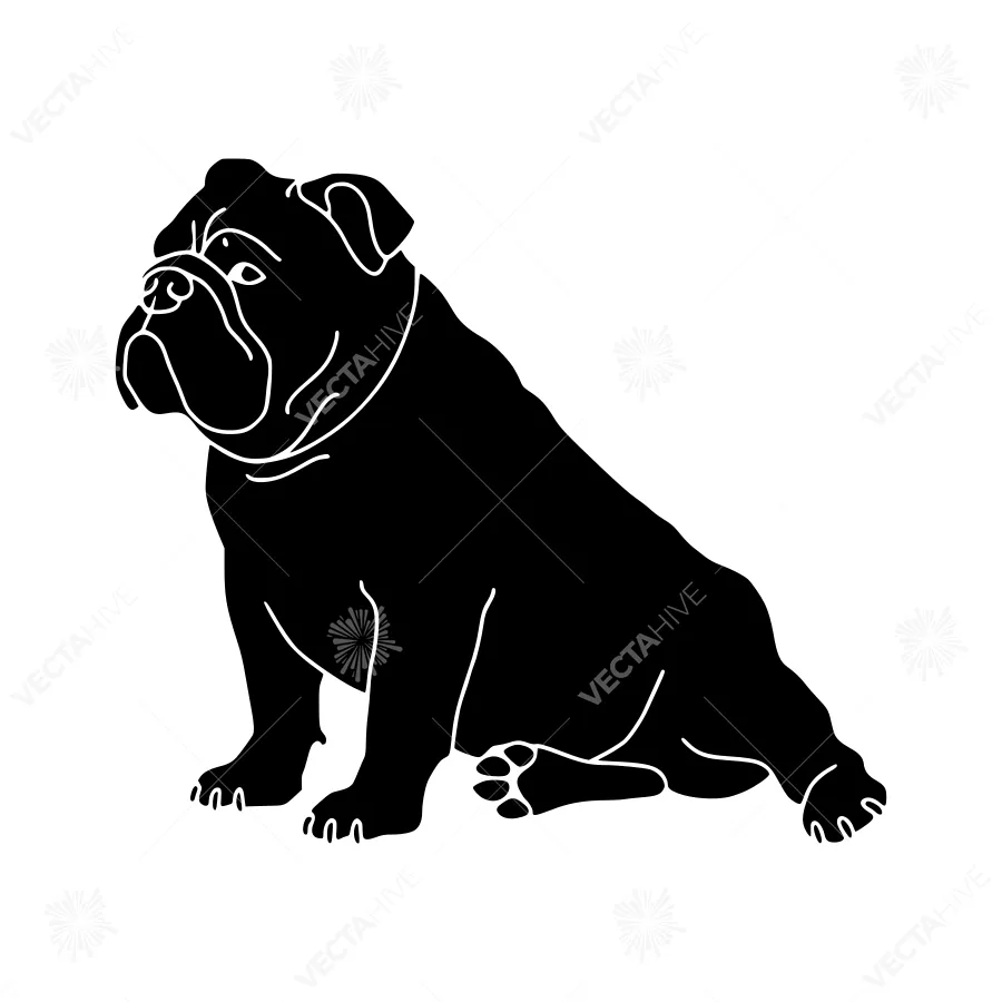 Black Bulldog Silhouette Vector Illustration