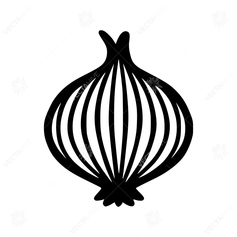 Black Onion Icon - Simple Outline Vector