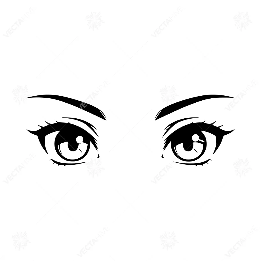 Anime Eyes - Black Silhouette Vector