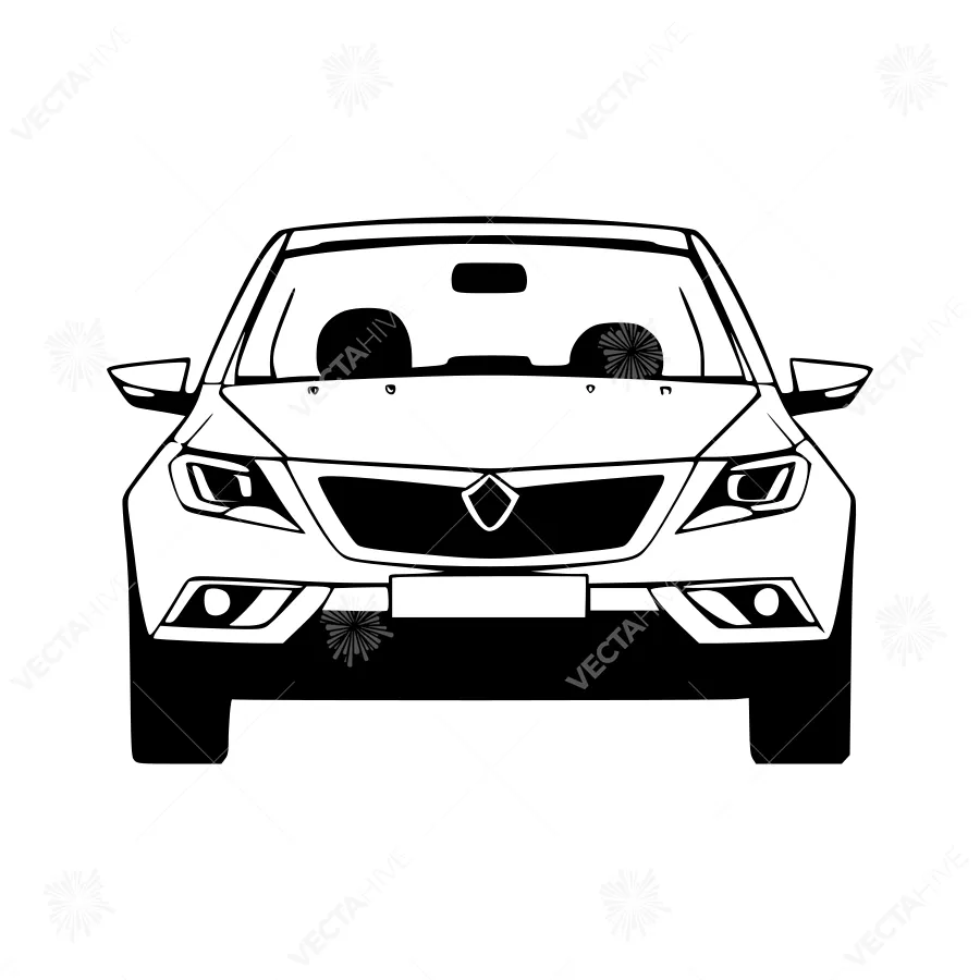 Minimalist Car Front View Illustration
