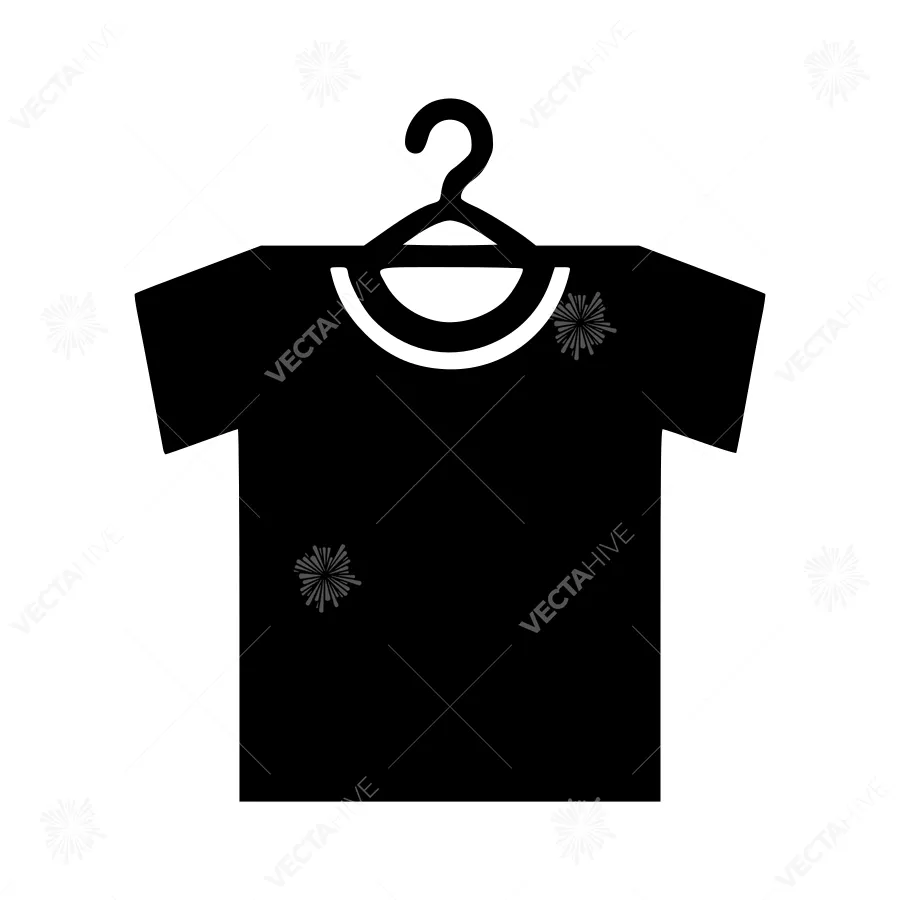 Hanging T-Shirt on Clothes Hanger - Vector Icon