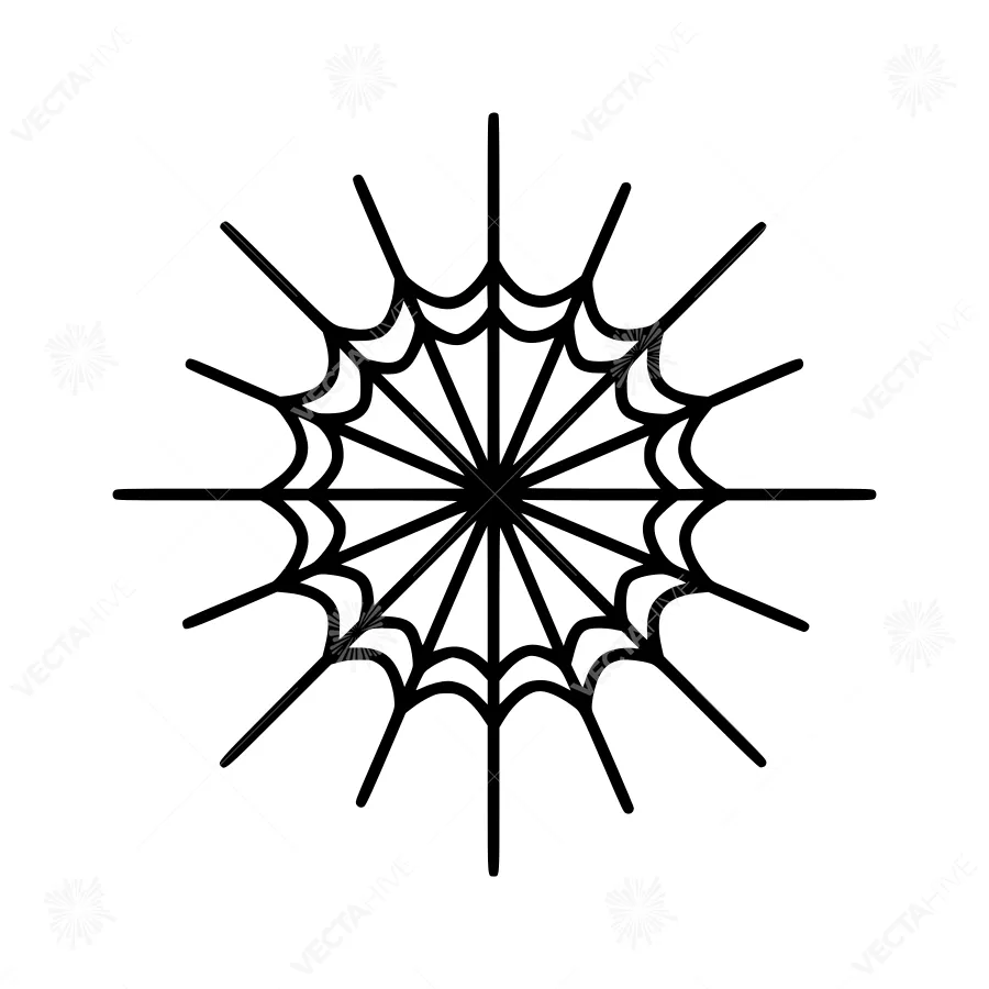 Black Spider Web Icon - Vector Graphic