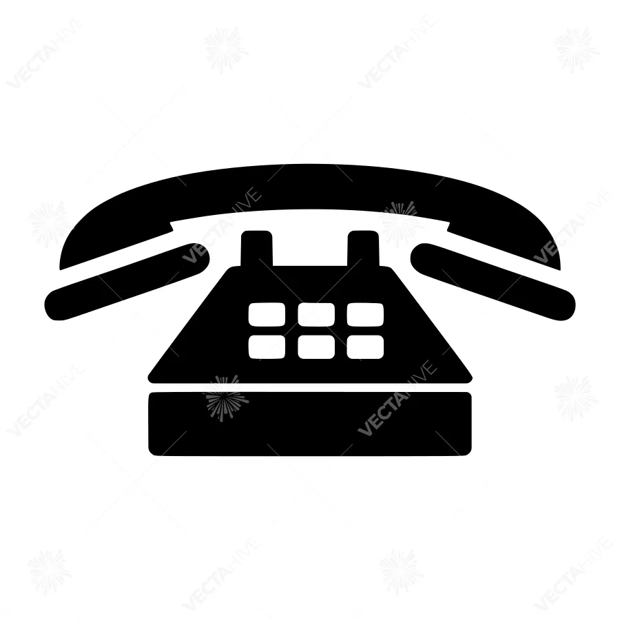 Vintage Telephone Icon - Black Outline