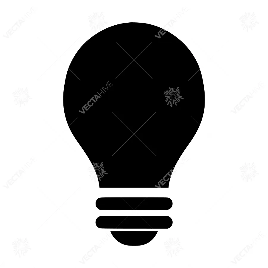 Black Lightbulb Icon - Simple Vector Illustration