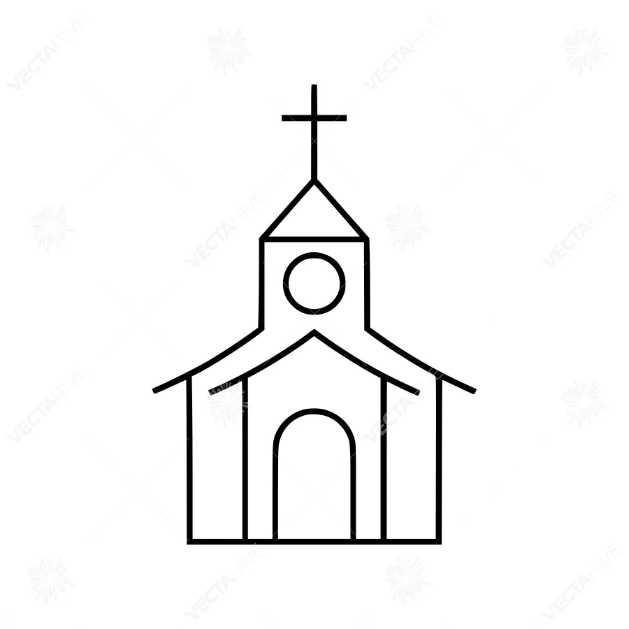 Line Art Church Icon - Minimalist Design