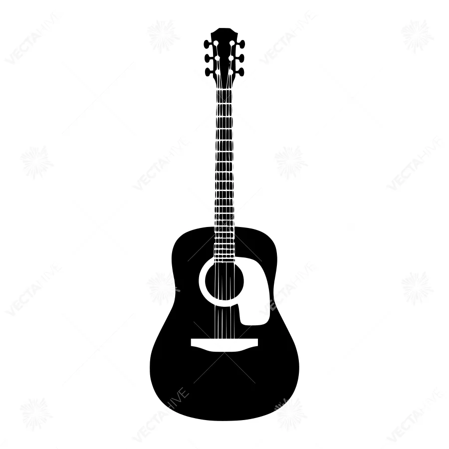 Black Silhouette Acoustic Guitar Icon