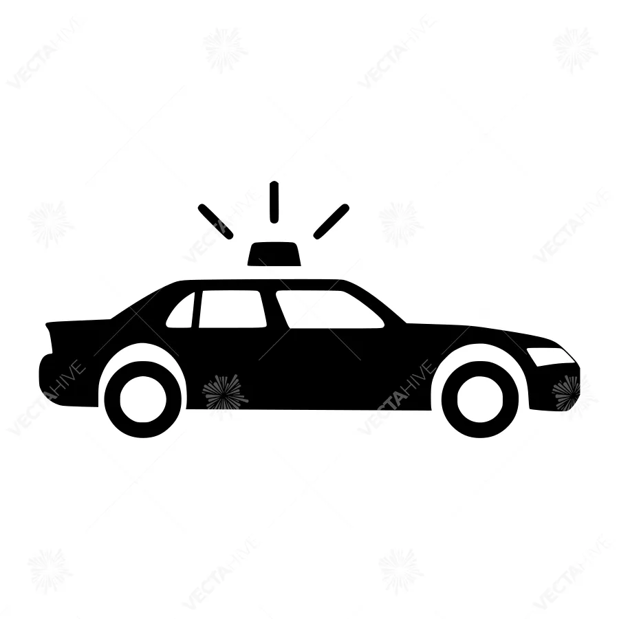 Police Car Icon - Black Silhouette