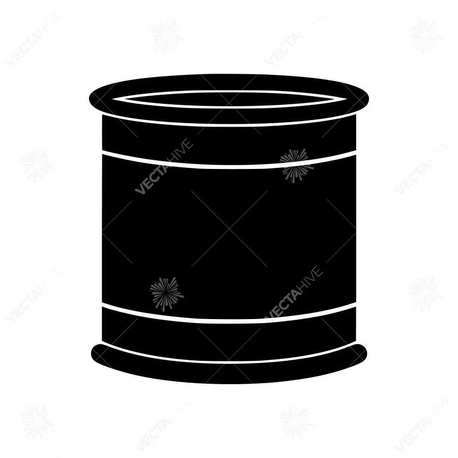Simple Cylinder Icon - Black Silhouette