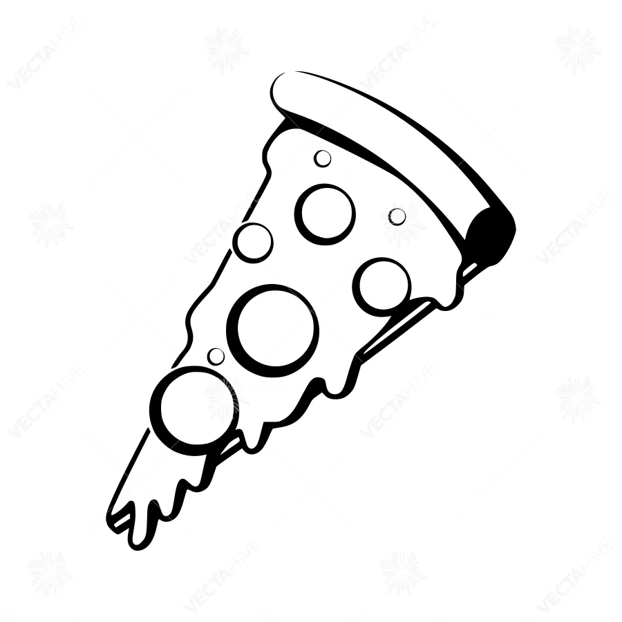 Pizza Slice Outline - Minimalist Food Illustration