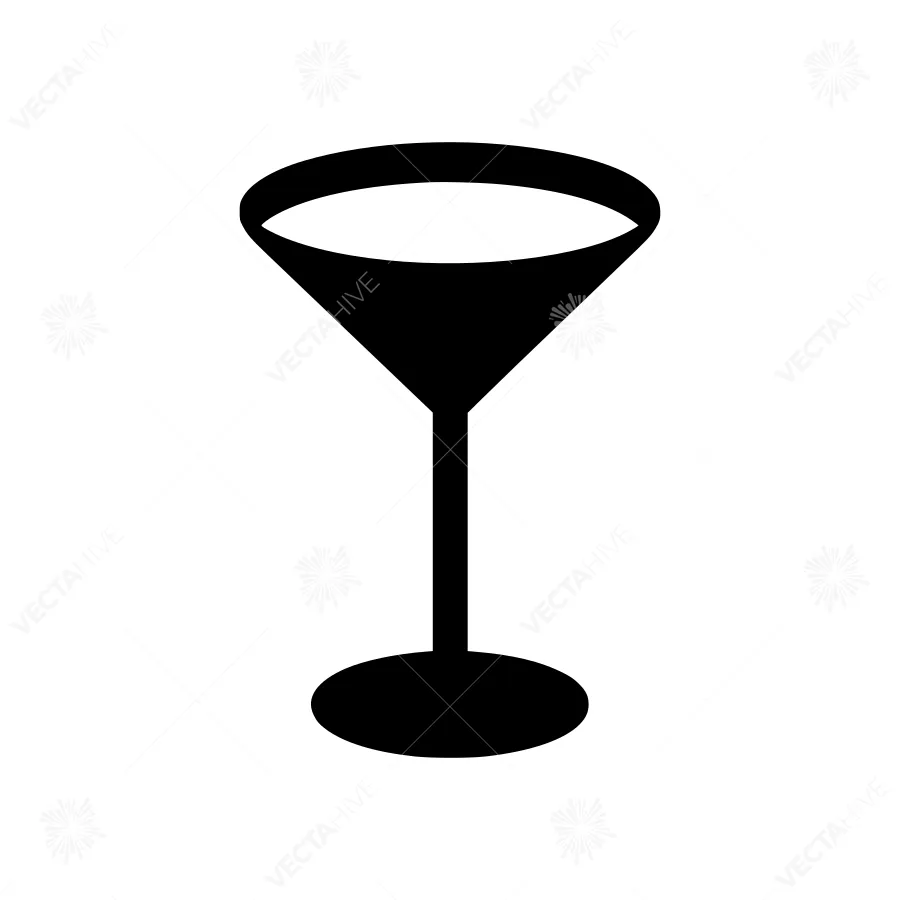 Martini Glass Icon - Black Outline