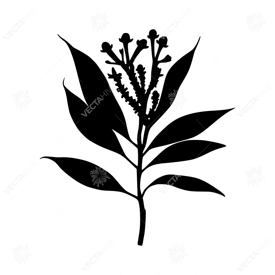 Black Silhouette Leaf Branch Illustration