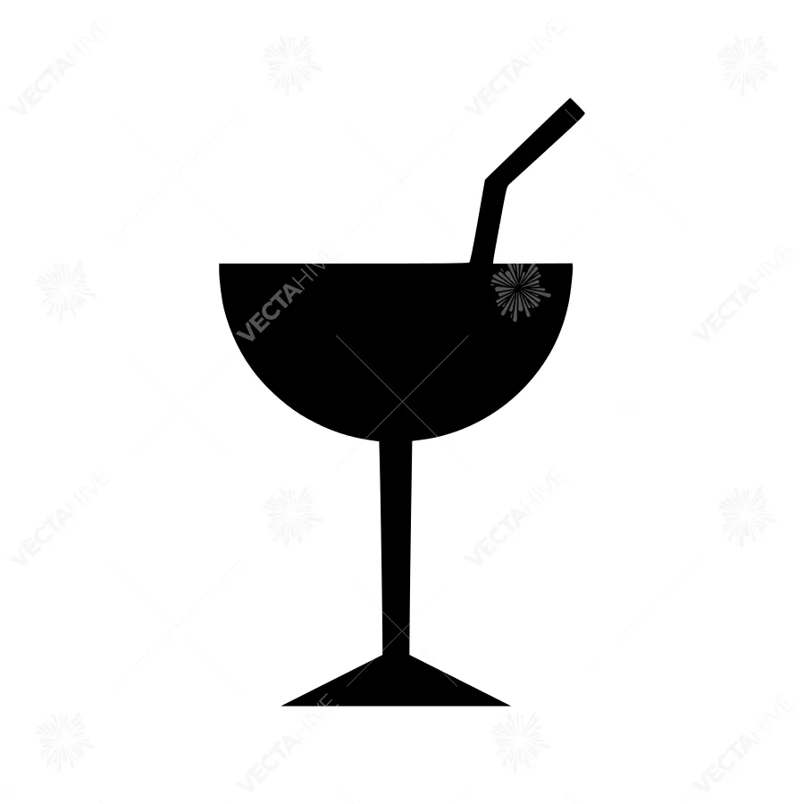 Silhouette Cocktail Glass with Straw