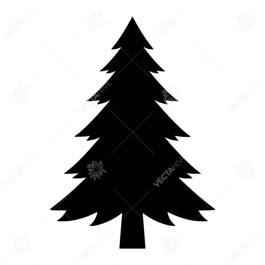 Black Pine Tree Silhouette Vector Icon