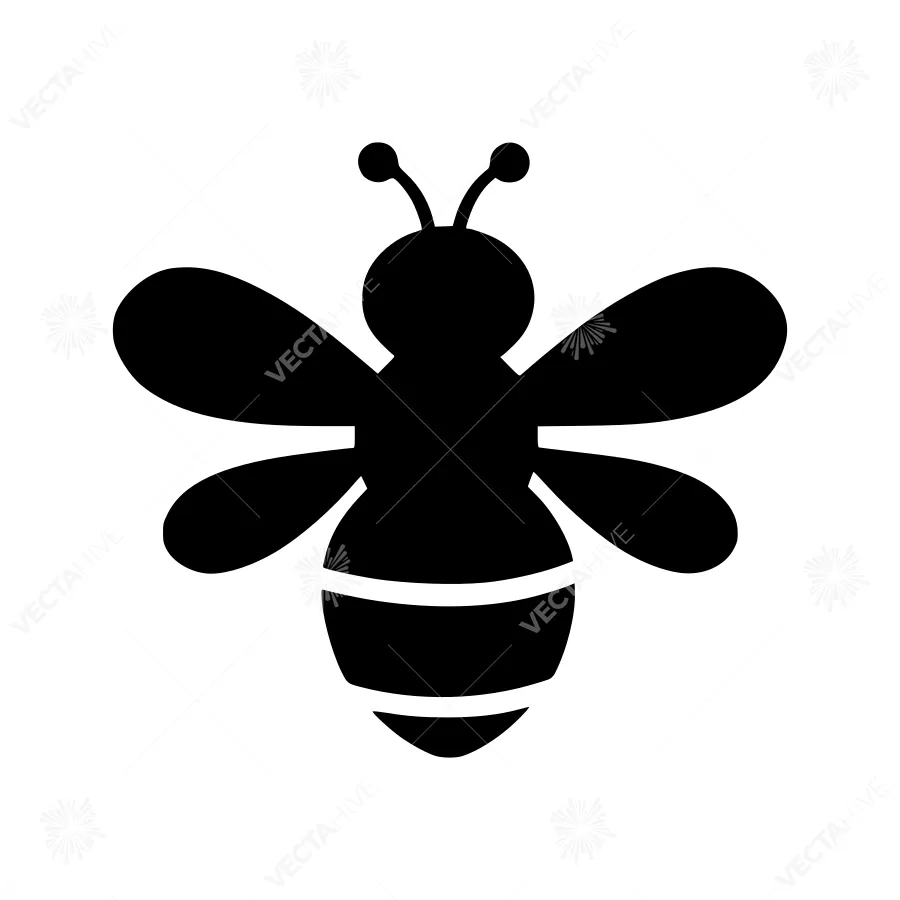Black Bee Icon - Simple Vector Illustration