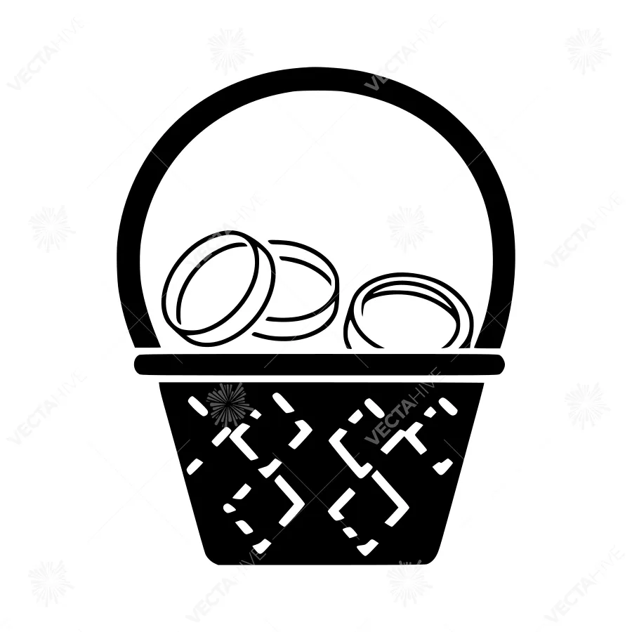 Black Basket Filled with Geometric Eggs
