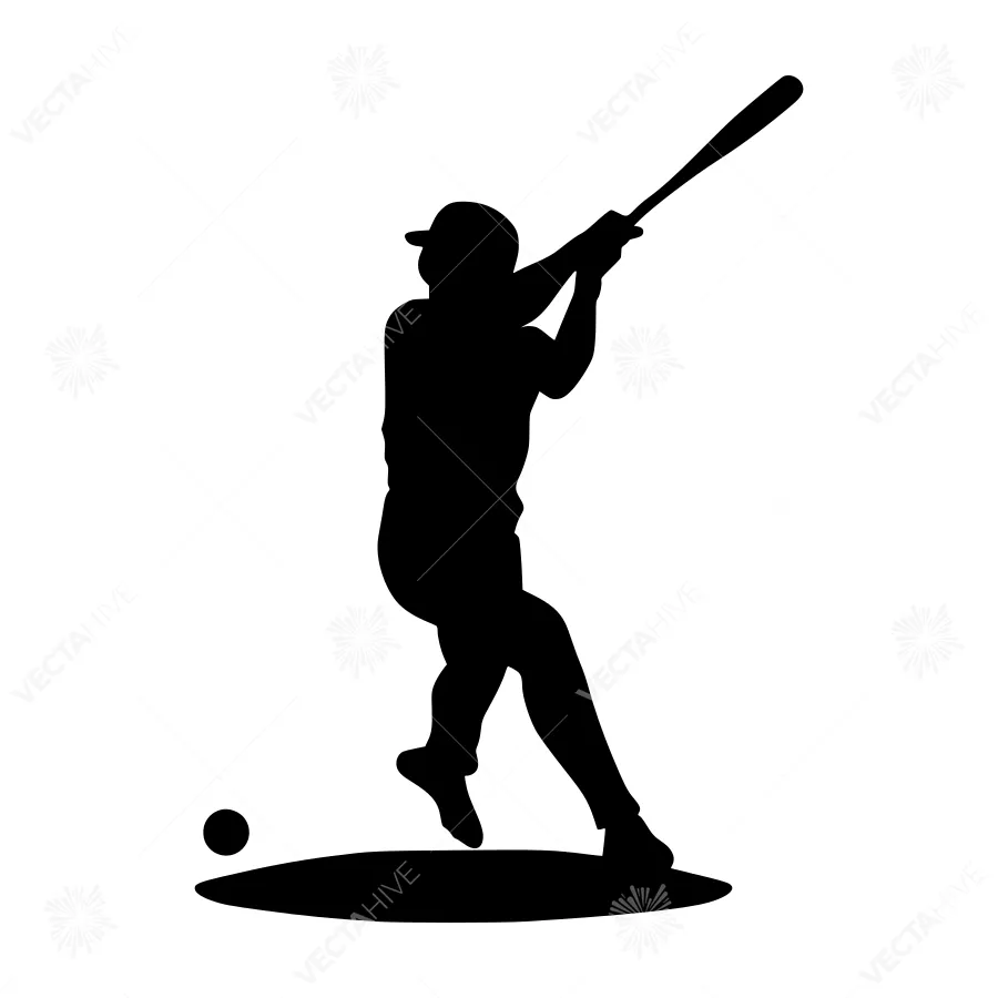 Baseball Player Silhouette - Action Shot
