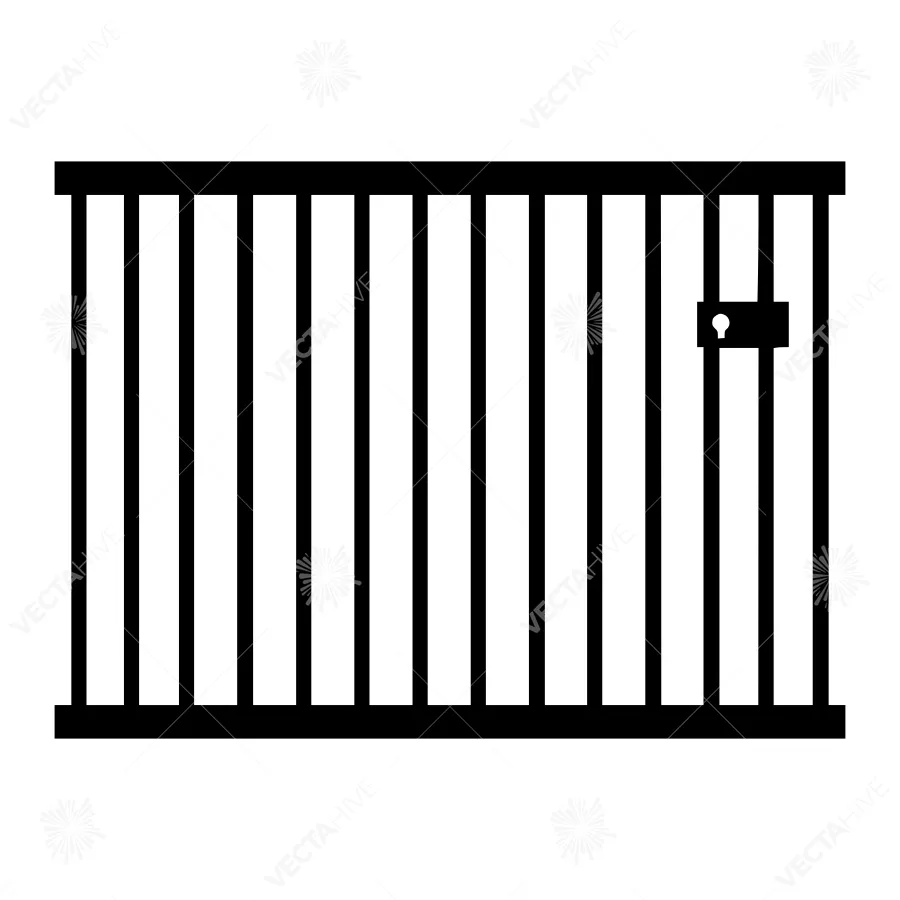 Black Metal Fence Outline Vector Illustration