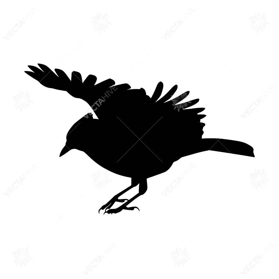 Black Bird Silhouette - Flying Wildlife Graphic