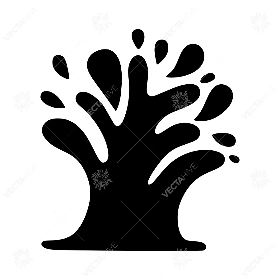 Abstract Tree Silhouette Icon - Black on White
