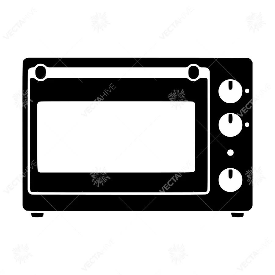 Black Microwave Oven Icon - Vector Illustration