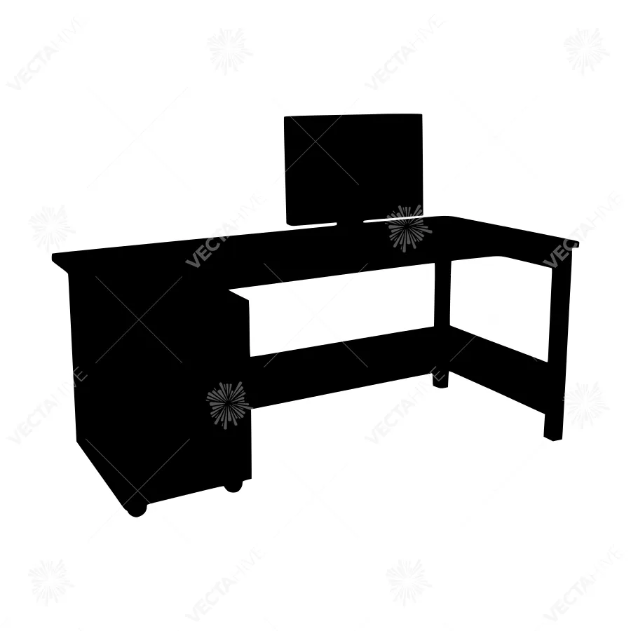 Black Corner Desk Silhouette