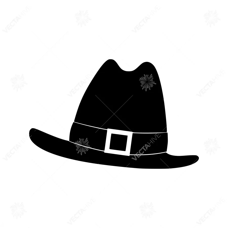 Black Felt Hat Icon - Minimalist Vector Illustration