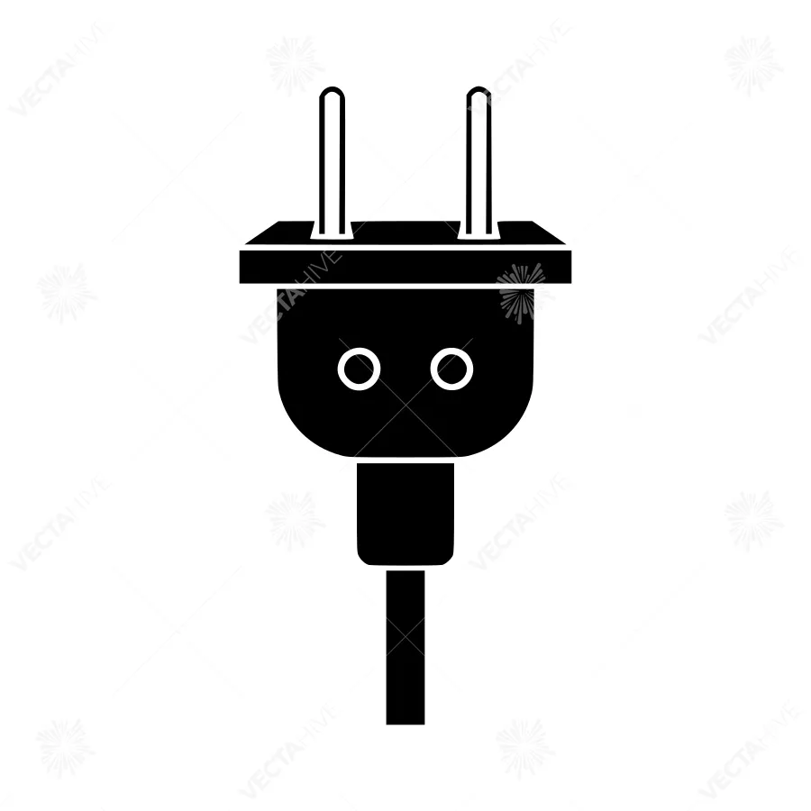 Plug Icon - Simple Black Outline