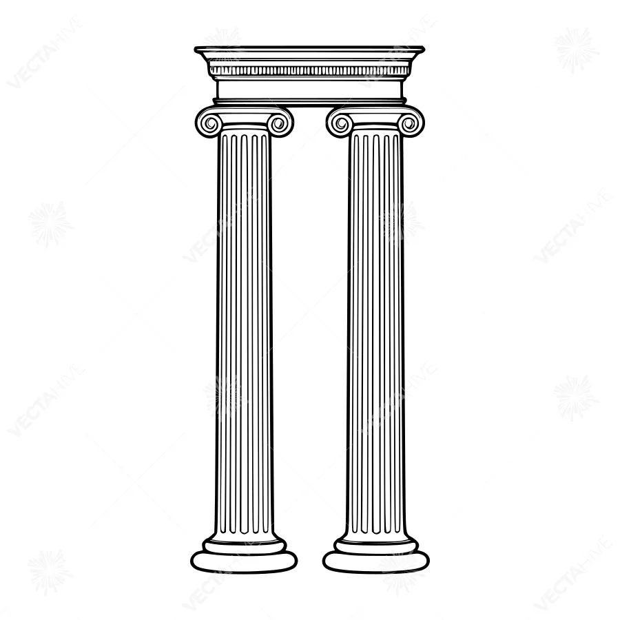 Classical Columns Line Art Illustration
