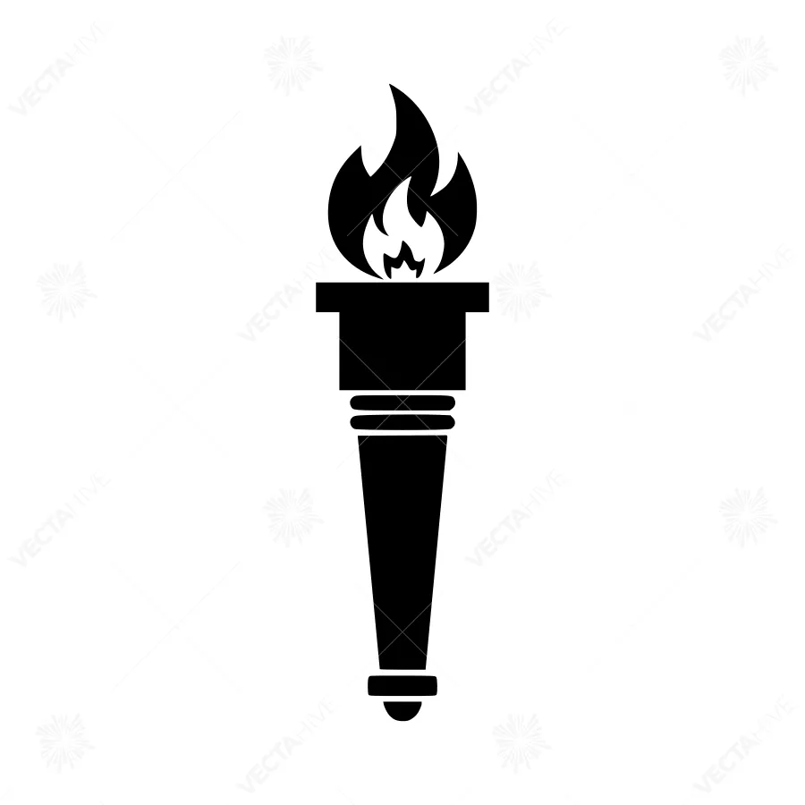 Black Torch Flame Icon - Olympic Symbol
