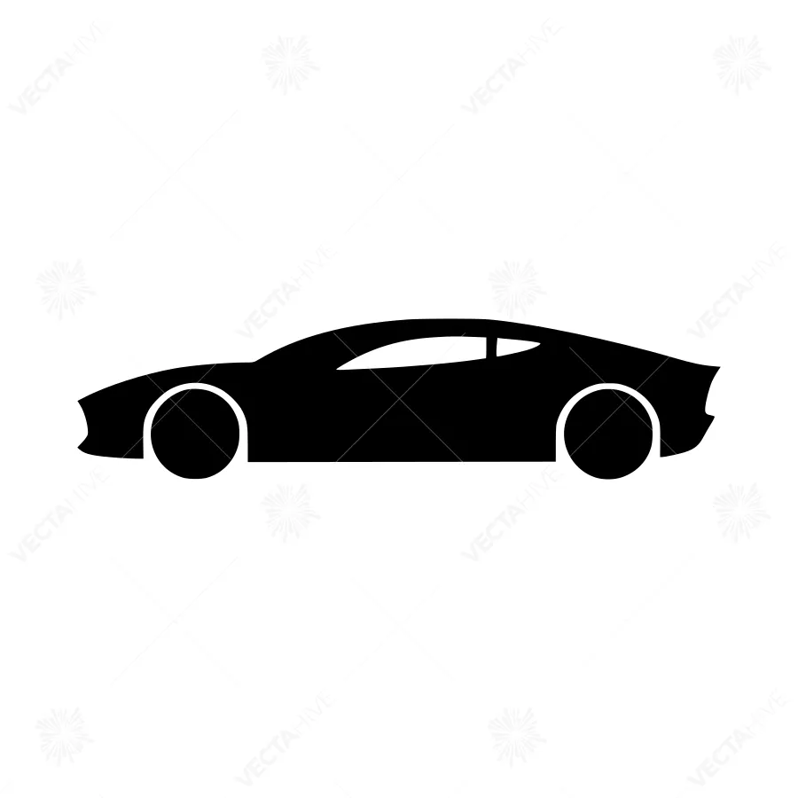 Black Car Silhouette Icon - Vector Illustration