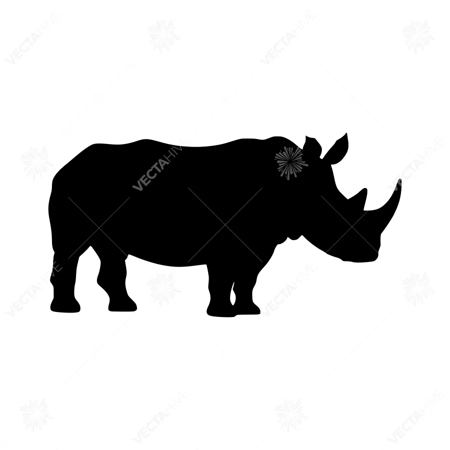 Silhouette Rhino - Black Animal Graphic