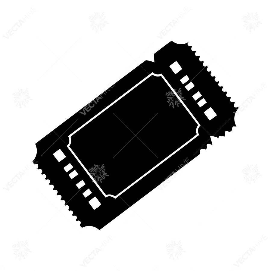 Black Ticket Icon - Event Pass Silhouette