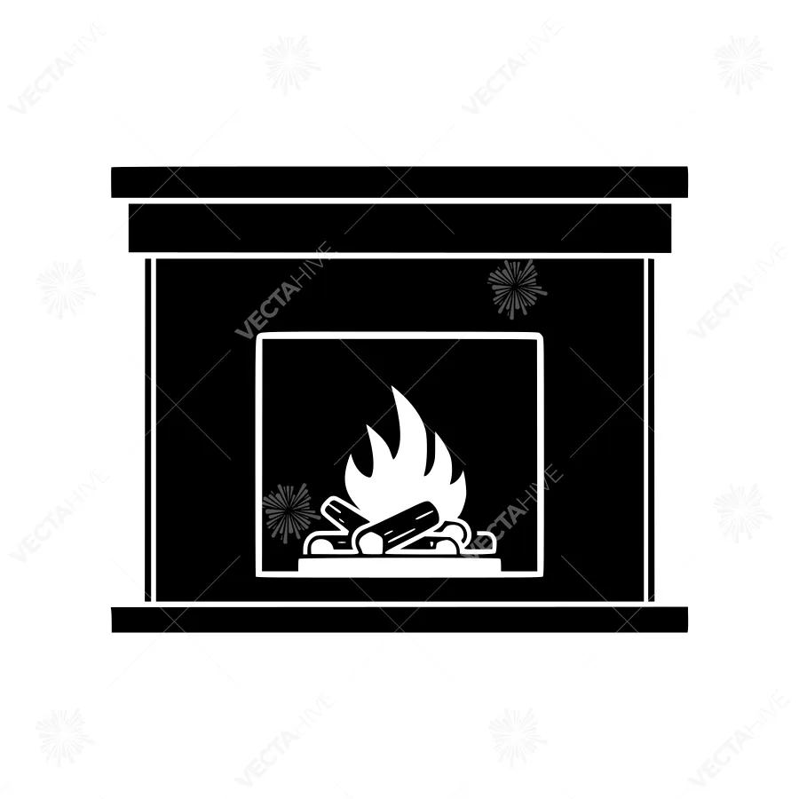 Black & White Fireplace Icon