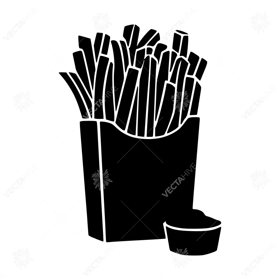 Black Fries in Box with Ketchup