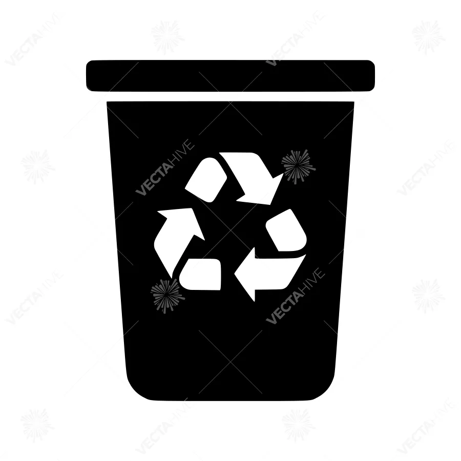 Recycling Bin Icon - Black Outline
