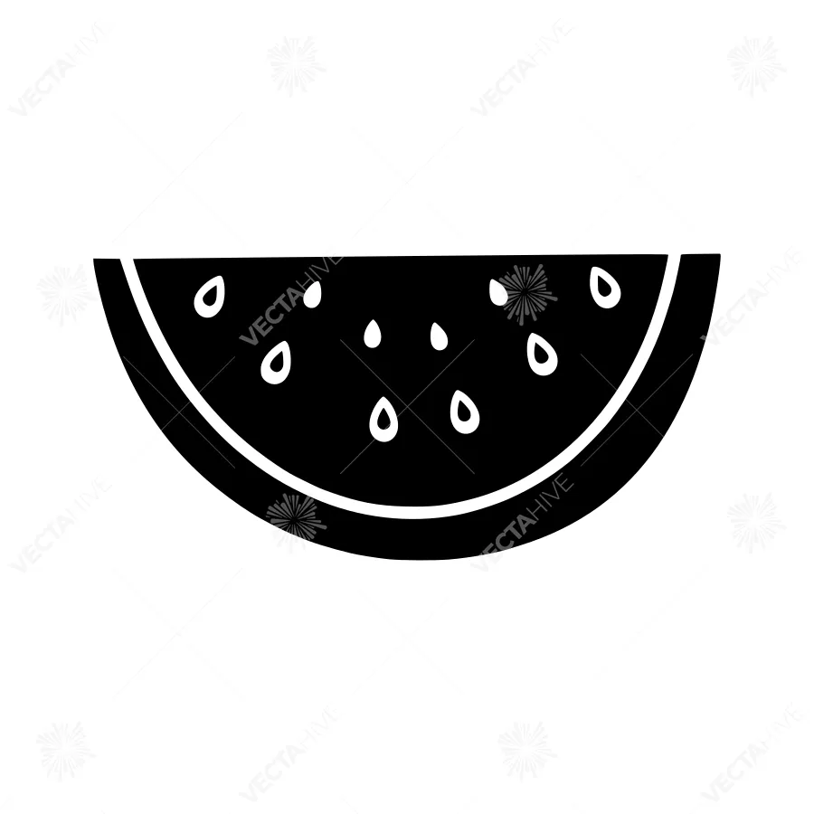 Watermelon Slice Icon - Black Silhouette
