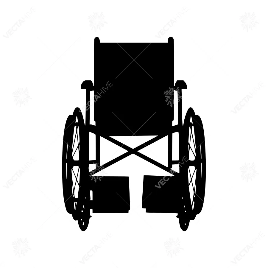 Wheelchair Silhouette Icon - Black on White