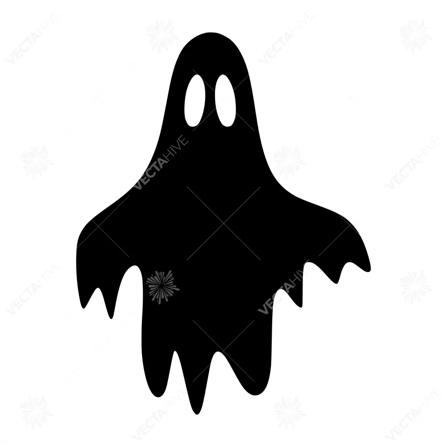 Black Ghost Silhouette Halloween Graphic