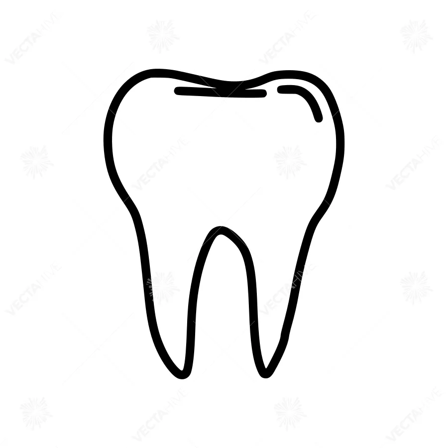Dental Tooth Icon - Outline Vector Illustration