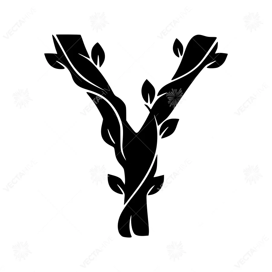 Black Tree Initial V Logo Vector Graphic