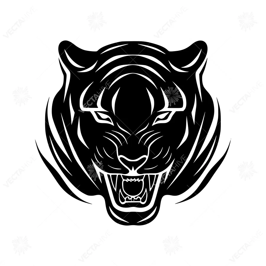 Black Panther Head Silhouette Vector Illustration