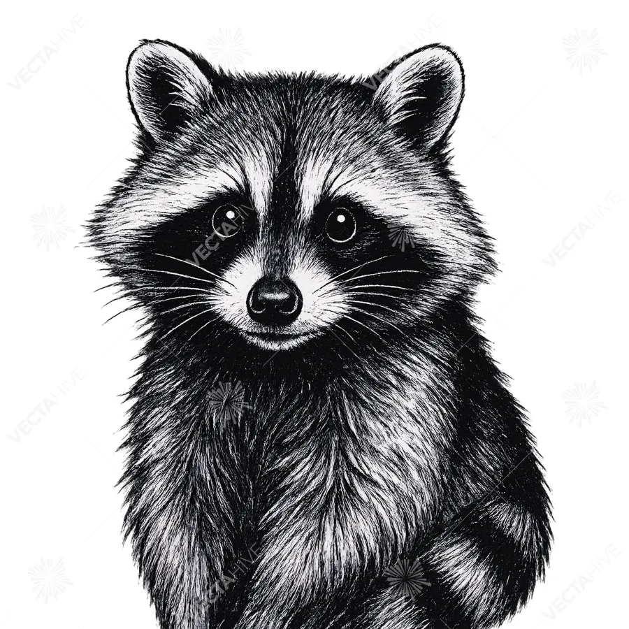 Detailed Raccoon Sketch Illustration