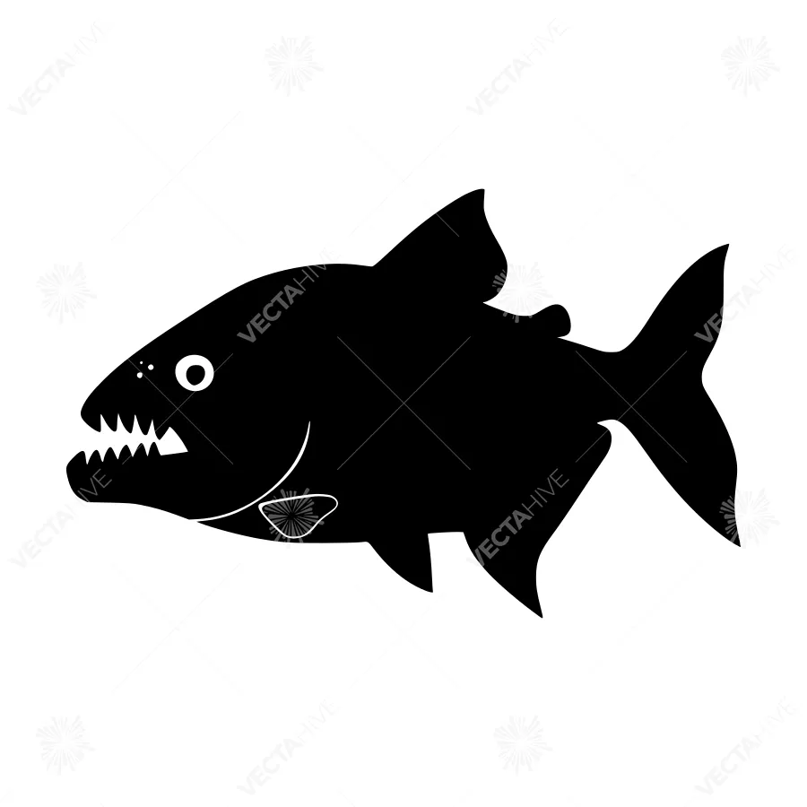 Black Piranha Silhouette Vector Illustration