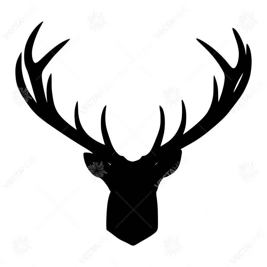 Black Deer Head Silhouette Vector Graphic