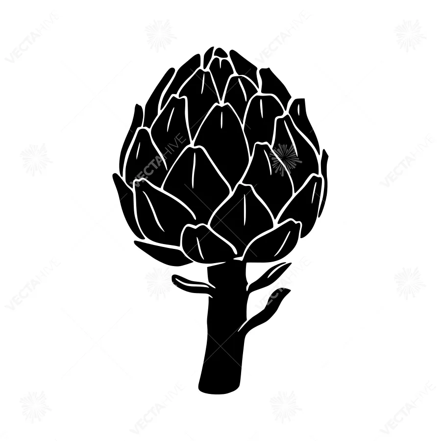 Black Artichoke Silhouette Vector Illustration