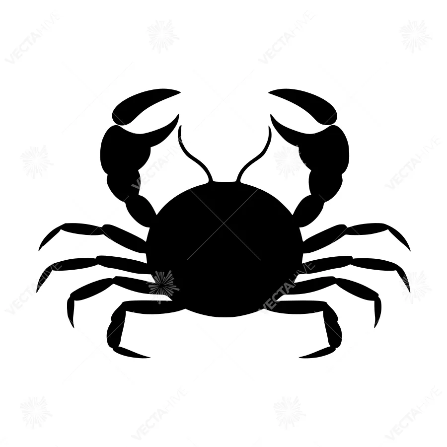 Black Crab Silhouette Vector Icon