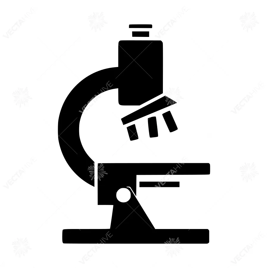 Microscope Icon - Black on White