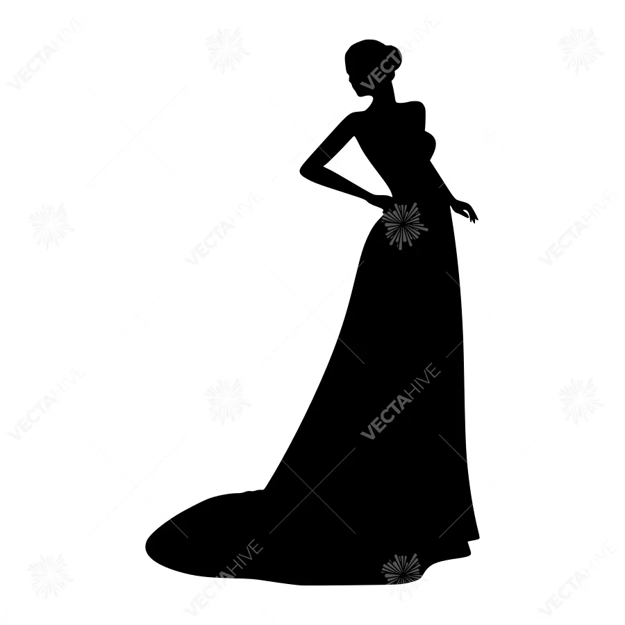 Elegant Silhouette Woman in Wedding Dress